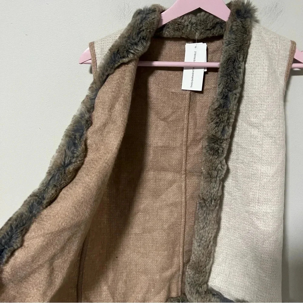 NWT J. McLaughlin Alina Cashmere Fur Trim Vest Reversible Size XS - Picture 8 of 11